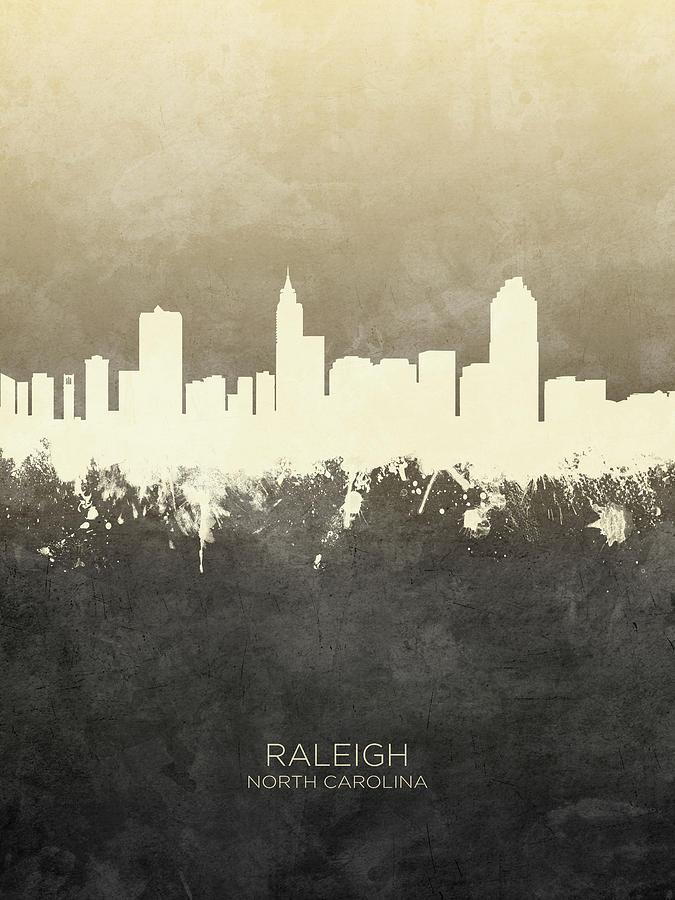 Raleigh North Carolina Skyline #9 Digital Art by Michael Tompsett