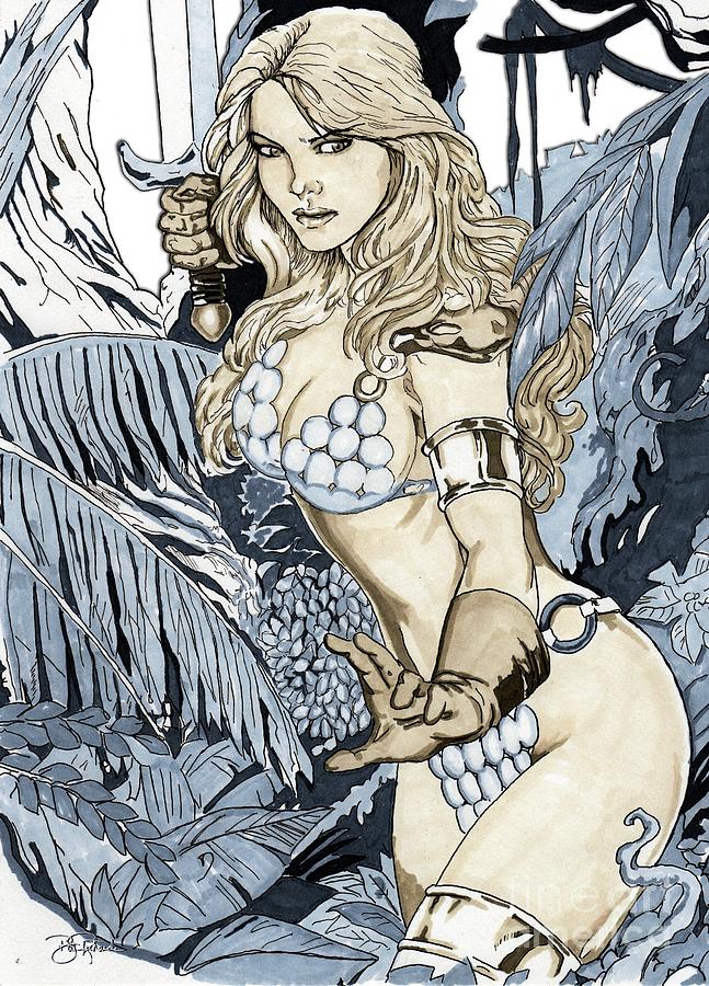 Red Sonja #9 Drawing by Bill Richards