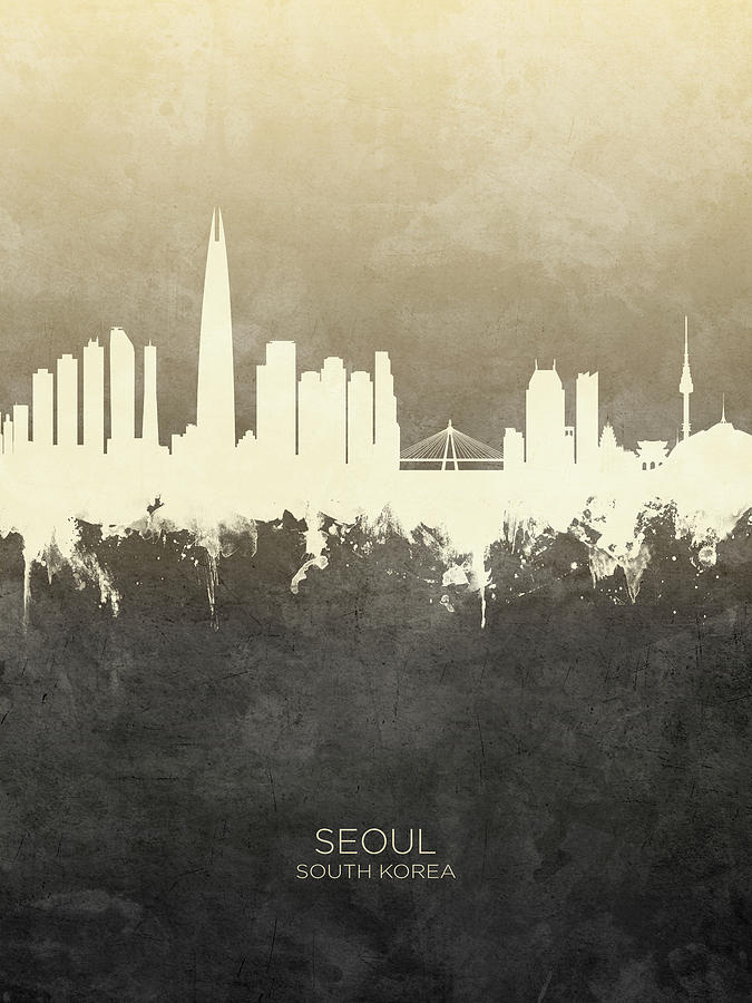 Skyline Digital Art - Seoul Skyline South Korea #9 by Michael Tompsett