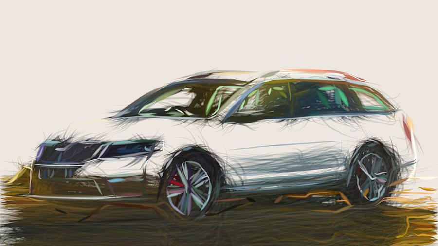 Skoda Octavia RS Drawing #10 Digital Art by CarsToon Concept