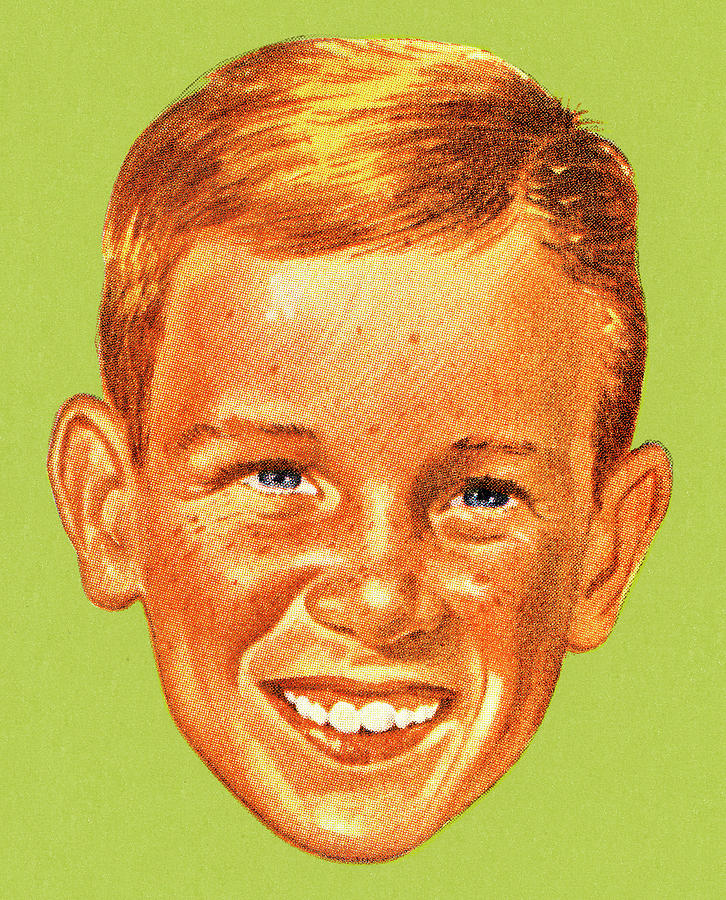 Vintage Drawing - Smiling Boy #9 by CSA Images