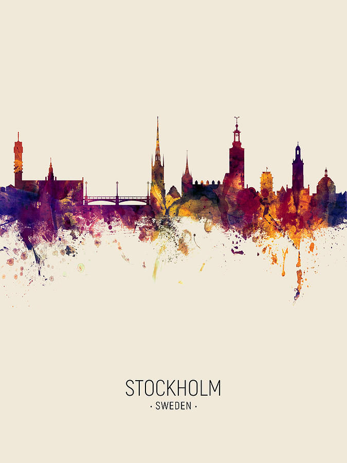 Stockholm Sweden Skyline #9 Digital Art by Michael Tompsett