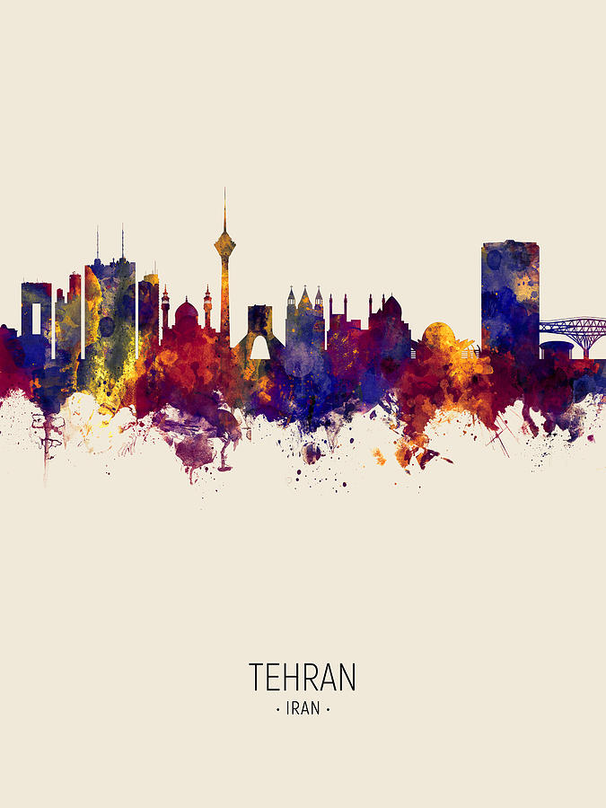 Tehran Iran Skyline #9 Digital Art by Michael Tompsett