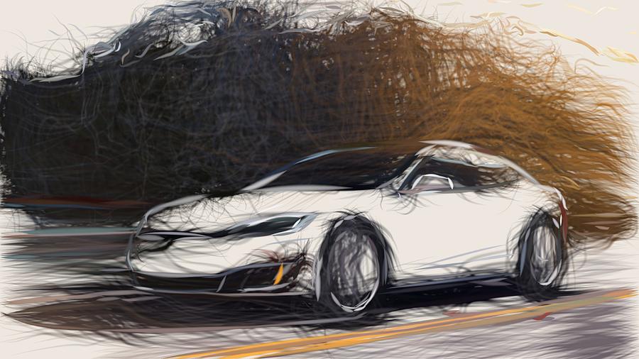 Tesla Model S P100D Drawing #10 Digital Art by CarsToon Concept