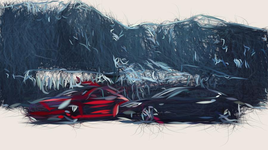 Tesla Model S P85D Draw #9 Digital Art by CarsToon Concept