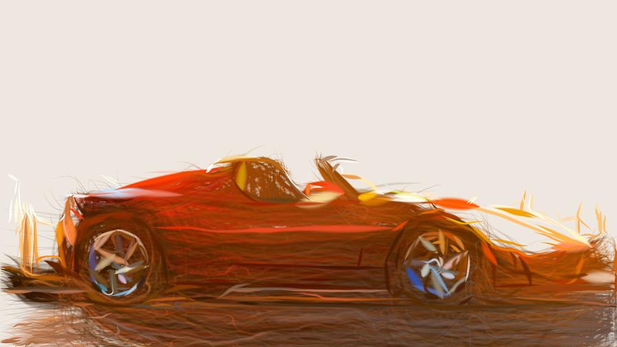 Tesla Roadster Draw #10 Digital Art by CarsToon Concept