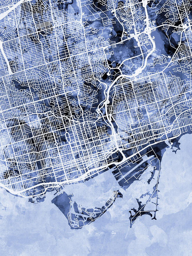 Toronto Digital Art - Toronto Street Map #9 by Michael Tompsett