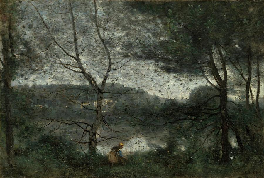 Tree Painting - Ville-davray by Jean-baptiste-camille Corot