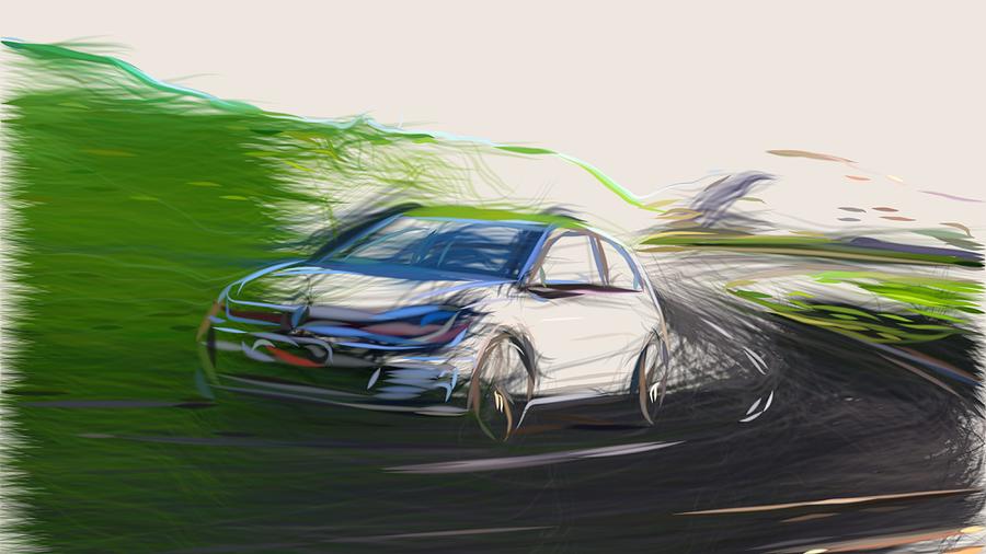 Volkswagen Golf GTI Drawing #10 Digital Art by CarsToon Concept