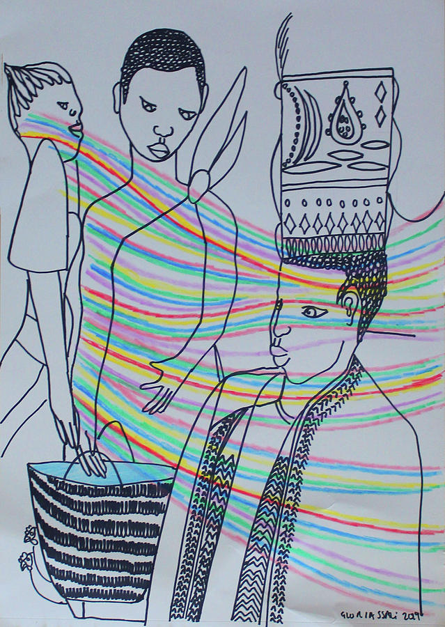 Kintu and Nambi Kintus Tasks #90 Painting by Gloria Ssali