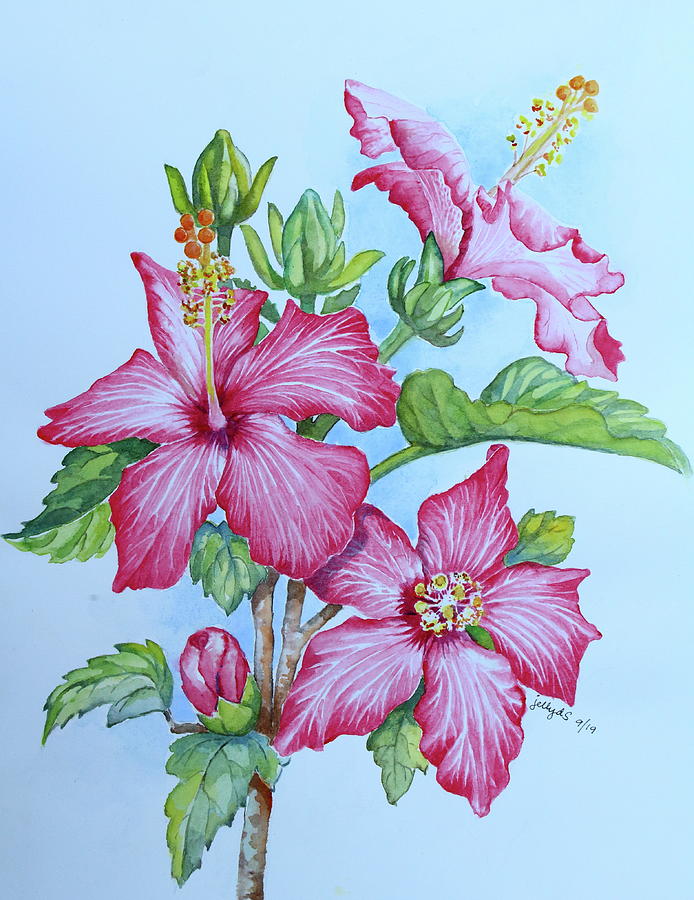 919 Pink Hibiscus Painting by Jelly Starnes - Fine Art America