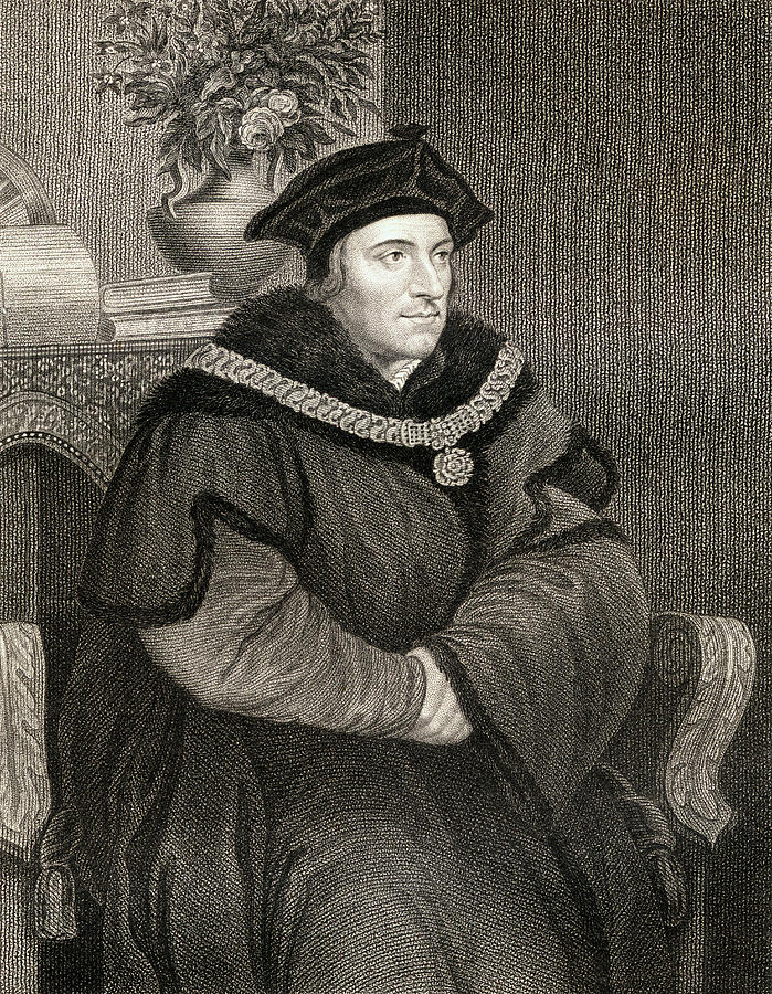 Sir Thomas More, also known as Saint Thomas More Drawing by Ken Welsh