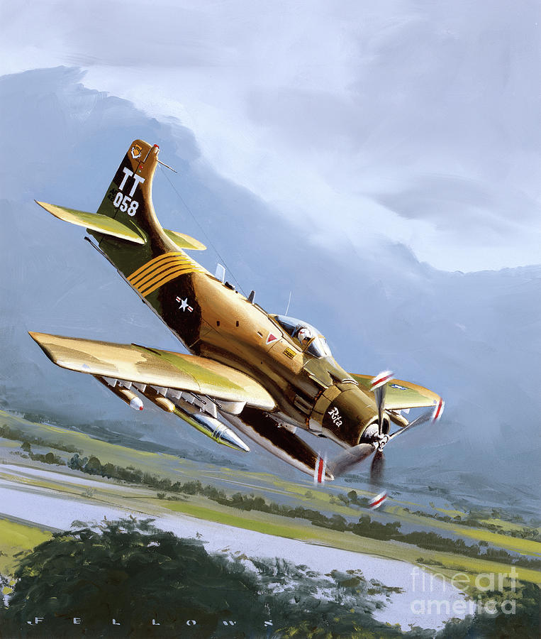 Douglas A-1J Skyraider Painting by Jack Fellows