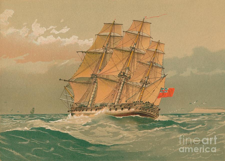 A 38-gun Frigate Drawing by Print Collector