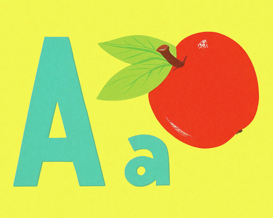 Vintage Drawing - A as in Apple by CSA Images