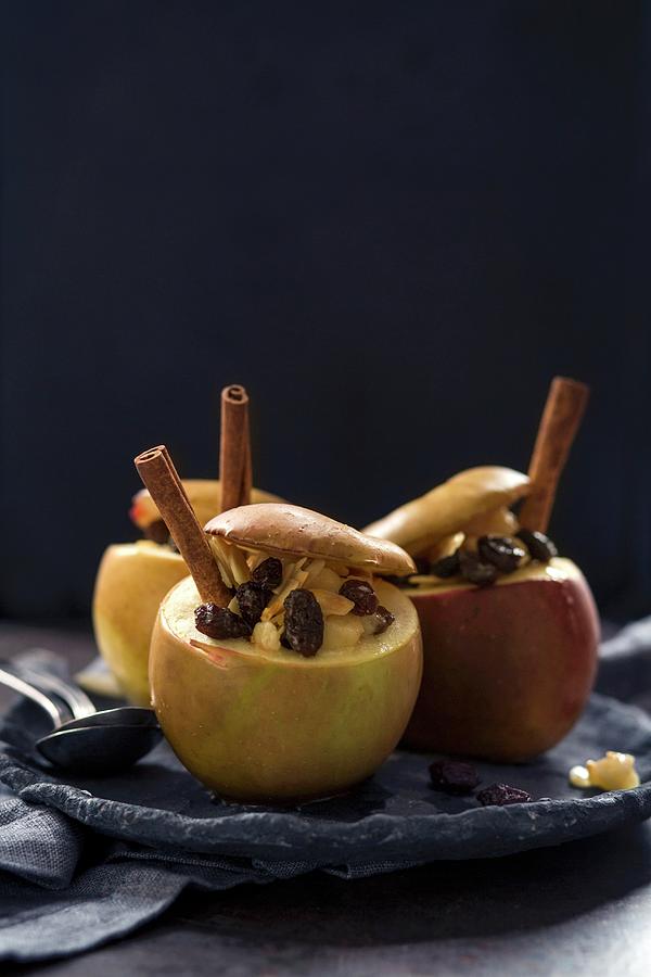 A Baked Apple With Raisins And Cinnamon Photograph by Julia Cawley