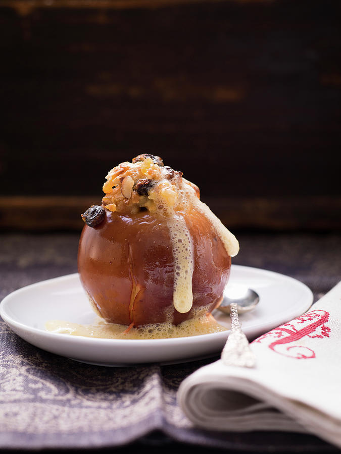 A Baked Apple With Vanilla Froth Photograph by Eising Studio