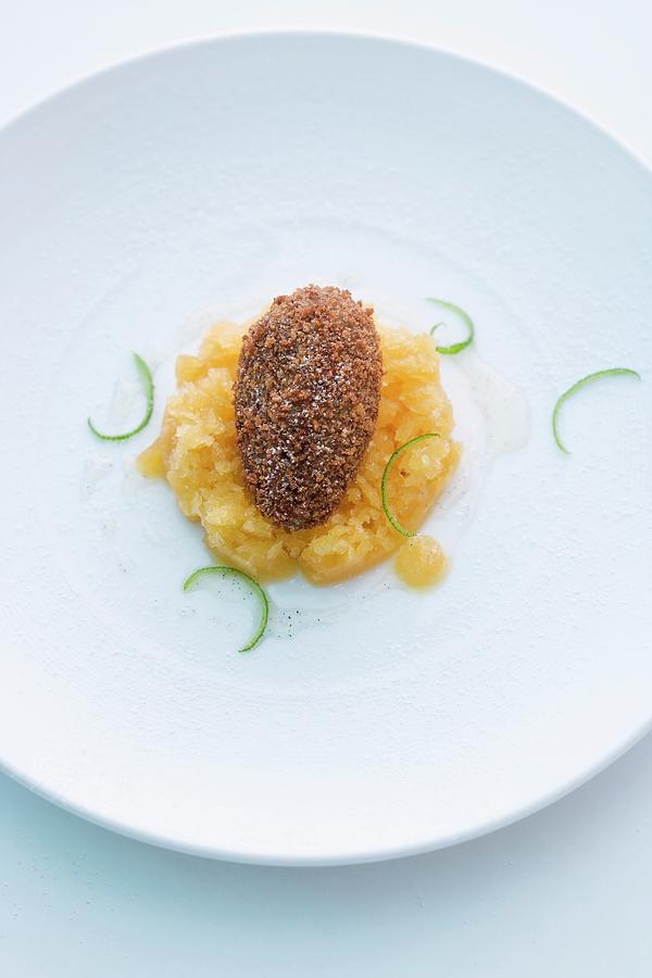 A Baked Chocolate Egg On Passion Fruit And Whiskey Granita Photograph by Michael Wissing