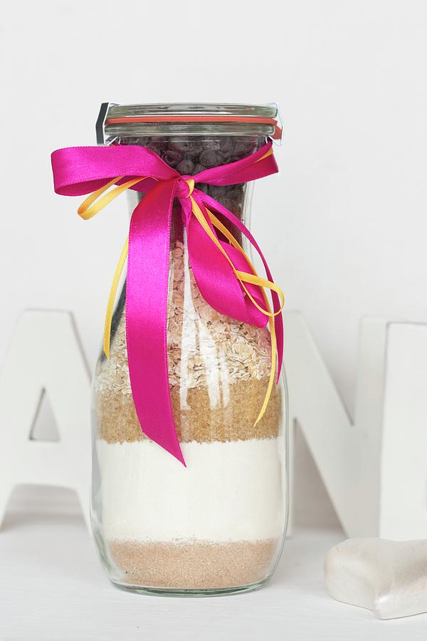 A Baking Mixture For Oat Biscuits In A Glass Bottle As A Gift Photograph by Esther Hildebrandt