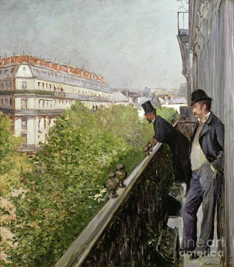 A Balcony, Boulevard Haussmann, 1880 Painting by Gustave Caillebotte