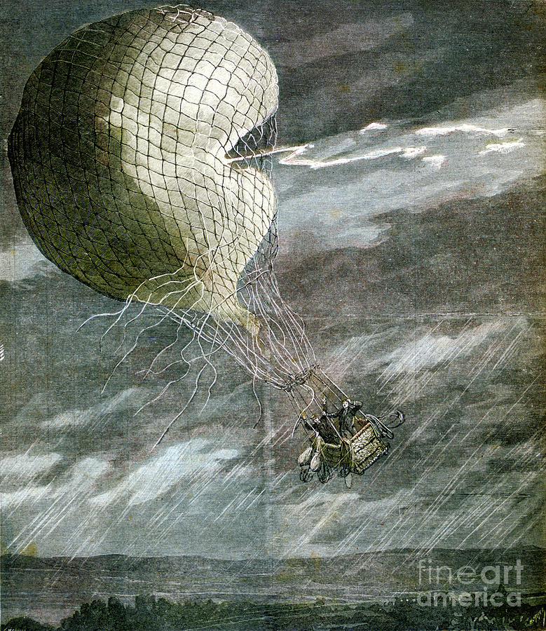 A Balloon Struck By Lightning Drawing by Print Collector