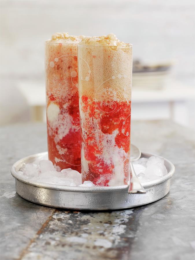 A Banana And Raspberry Float With Cola Photograph by Garlick, Ian