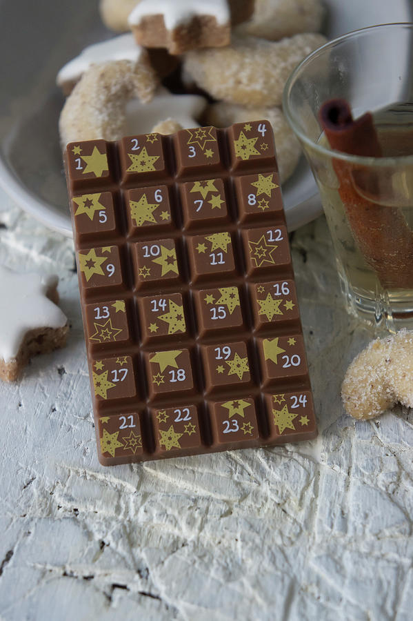 A Bar Of Milk Chocolate As An Advent Calender Photograph by Martina ...