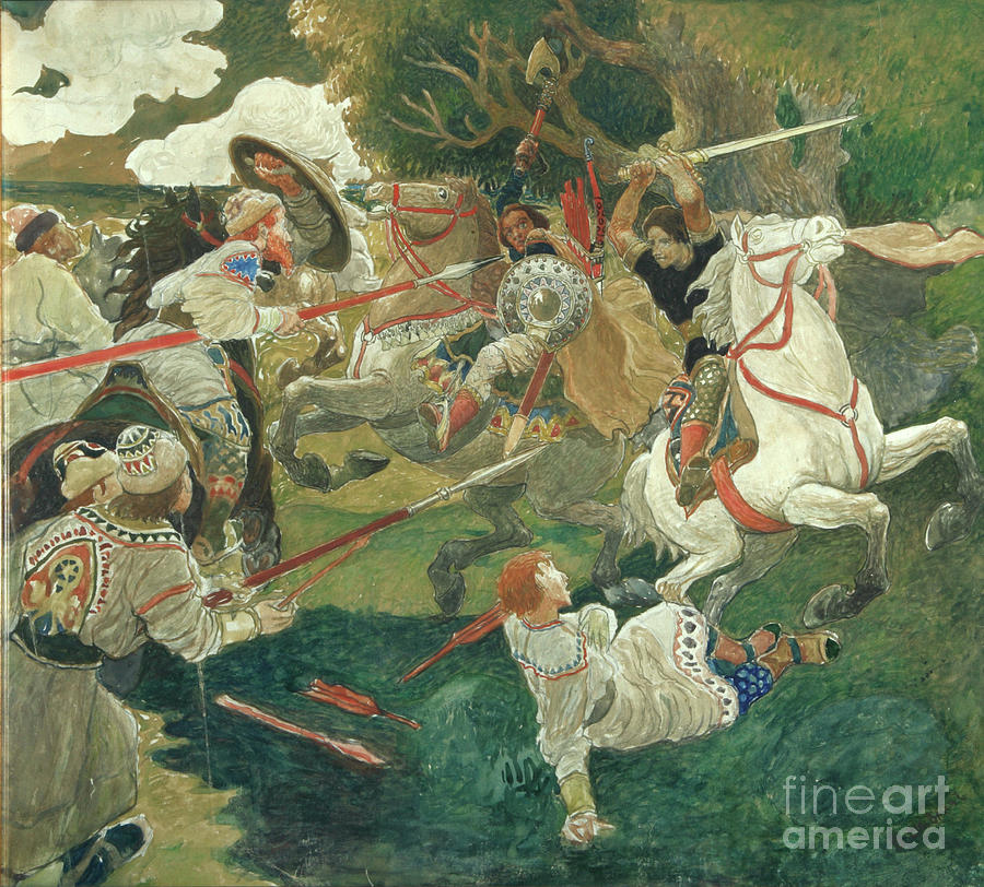 A Battle. A Scene From Russian History Drawing by Heritage Images