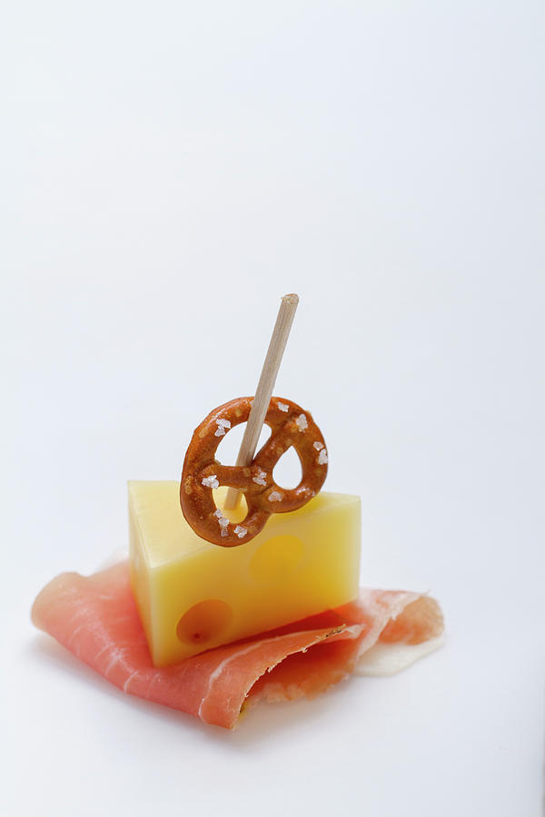 A Bavarian Party Skewer With Ham, Cheese And A Pretzel Photograph by Eising Studio