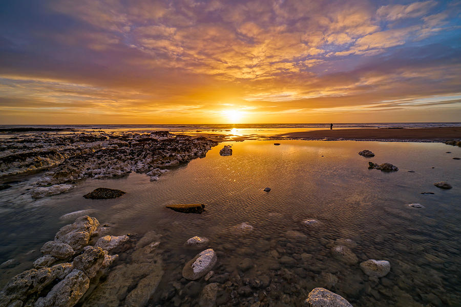A Beautiful Sunset At Seven Sisters Cliffs In England During Low Tide. Photograph