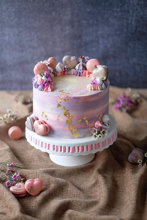 A Berry Cake With White Chocolate And Macaroons Photograph by Marions Kaffeeklatsch