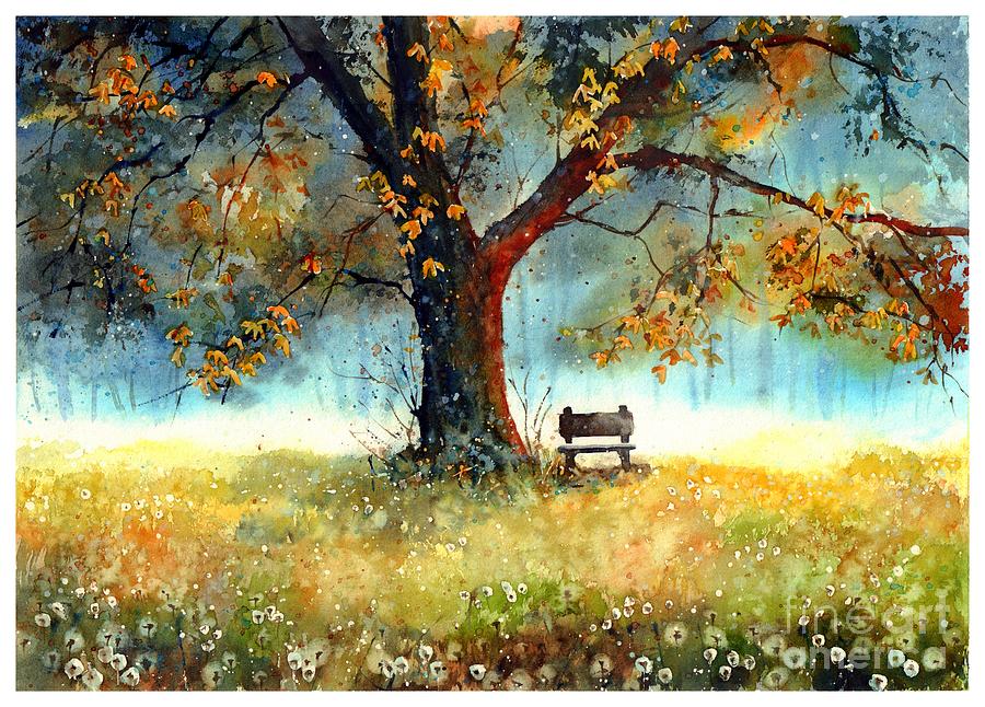 Bench Painting - A Bit Of Nostalgia by Suzann Sines Bench Painting - A Bit Of Nostalgia by Suzann Sines