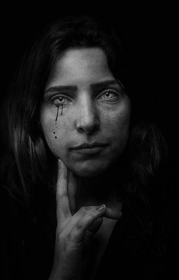 A Bleeding Portrait Photograph by Ayman Khrbawe