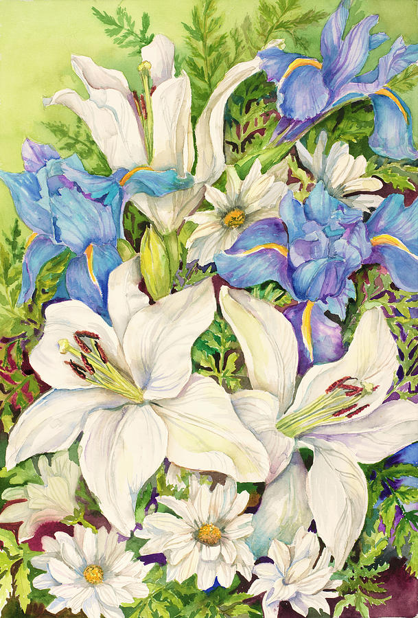 Flower Painting - A Blue And White Mix by Joanne Porter