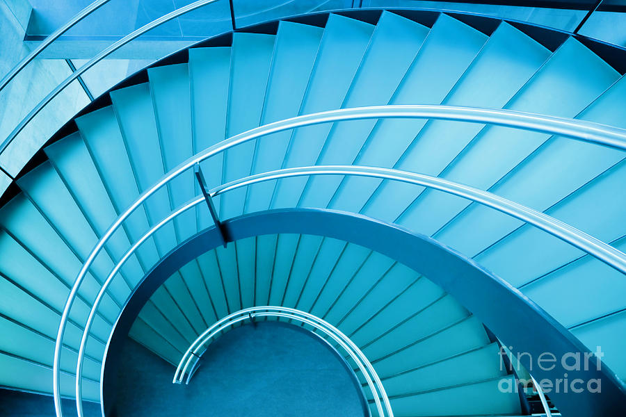 A Blue Spiral Staircase Seen Photograph by Terrababy