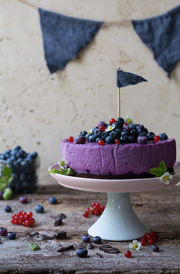 A Blueberry And Redcurrant Cake For A Party Photograph by Joanna Lewicka