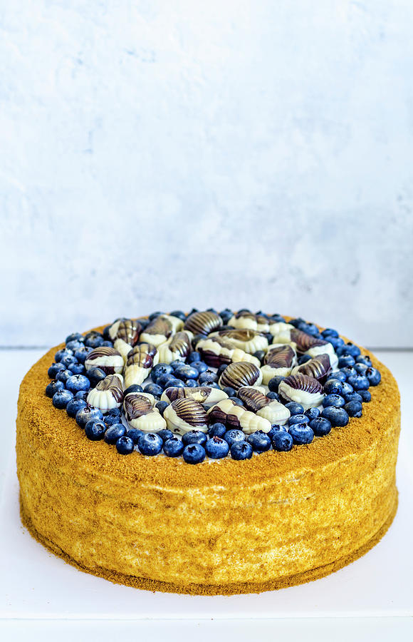 A Blueberry Cake Decorated With Chocolates Photograph by Gorobina