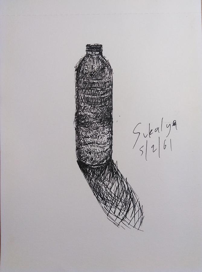 A bottle Drawing by Sukalya Chearanantana