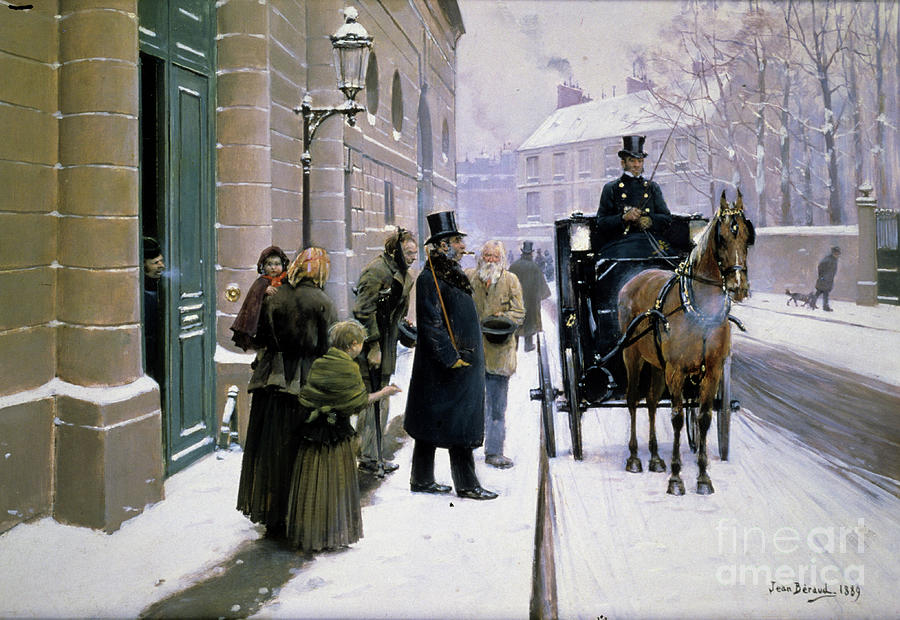 A Bourgeois Leaving His House, Paris, 1889 Painting by Jean Beraud