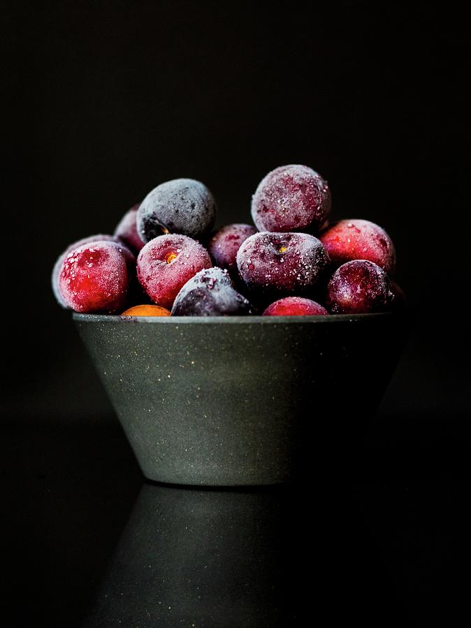 A Bowl Of Frozen Cherries Photograph by Hein Van Tonder