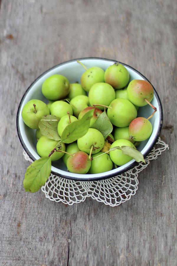 A Bowl Of Little Green Apples Photograph by Sylvia E.k Photography