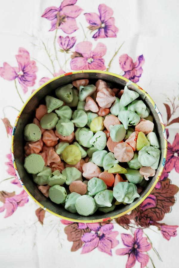 A Bowl Of Pastel Coloured Meringue Dots Photograph by Ulrika Ekblom