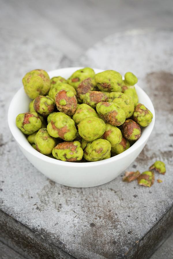A Bowl Of Wasabi Peanuts Photograph by Esther Hildebrandt