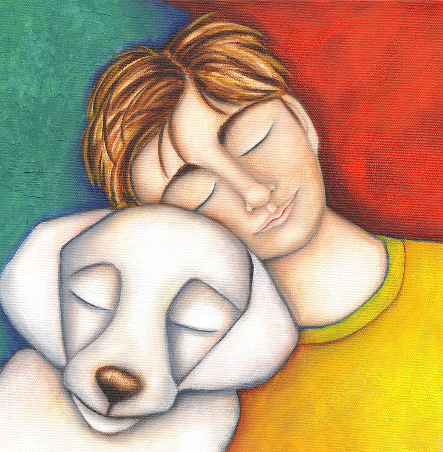 A Boy And His Dog Painting by Deb Harvey
