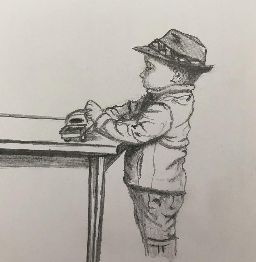 A Boy And His Truck Drawing