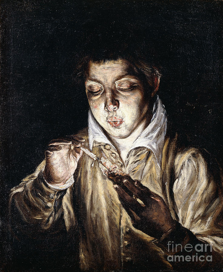 A Boy Lighting A Candle Painting by El Greco