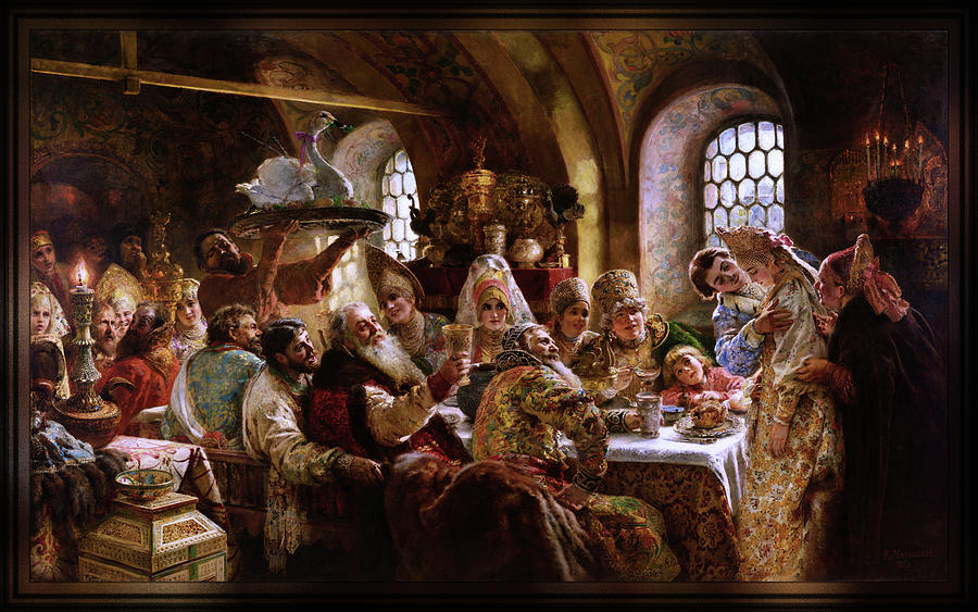 A Boyar Wedding Feast by Konstantin Makovsky Painting by Rolando Burbon