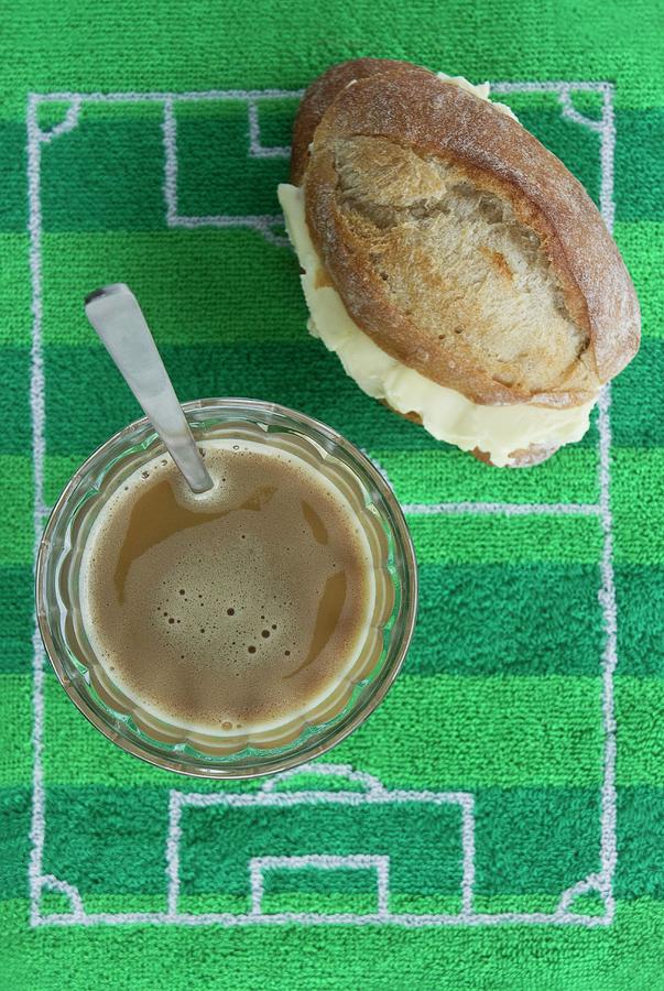 A Breakfast Of Coffee And A Bread Roll brazil With Football-themed Decoration Photograph by Schindler, Martina
