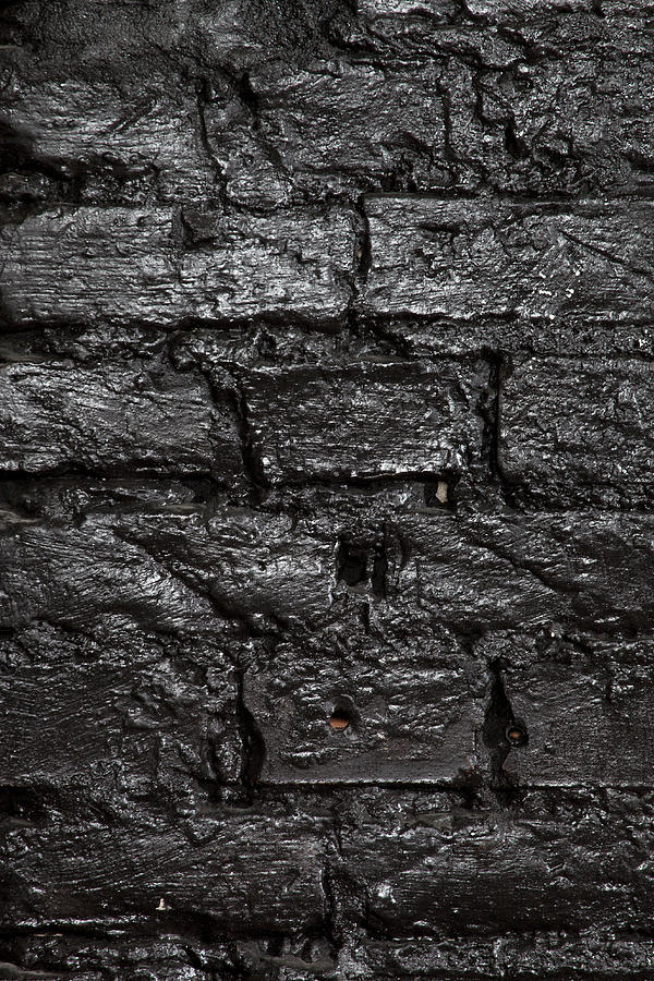 A Brick Wall Painted Black, Full Frame Photograph by Halfdark
