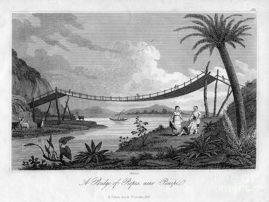 A Bridge Of Ropes, Near Penipe Drawing by Print Collector